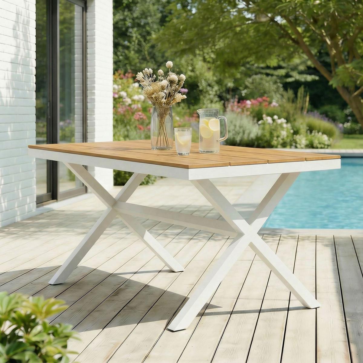 GARTENTISCH WINDY weiß - Weiß, Metall (90/150/76cm) - IDIMEX