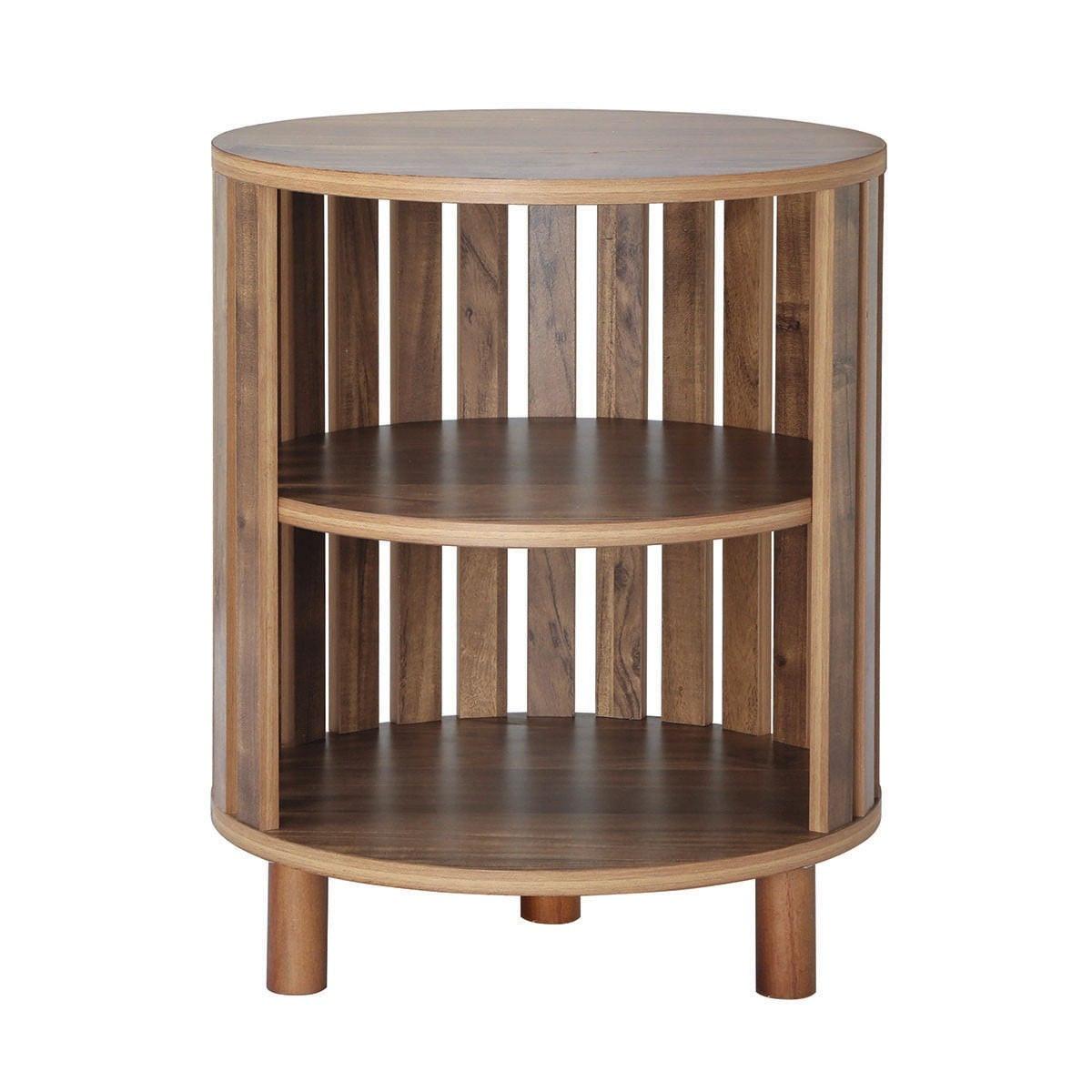 RUNDER BEISTELLTISCH mit offenen Lamellen H50 cm - LIAM - Eschefarben, Holzwerkstoff (40/50/44.8cm) - Calicosy