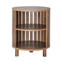 RUNDER BEISTELLTISCH mit offenen Lamellen H50 cm - LIAM - Eschefarben, Holzwerkstoff (40/50/44.8cm) - Calicosy