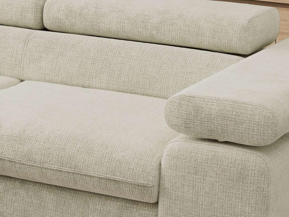 ECKSOFA PABLO L Creme Schenille grob gewebt - Links Seite - Creme/Schwarz, Textil/Metall (208/273cm) - MKS