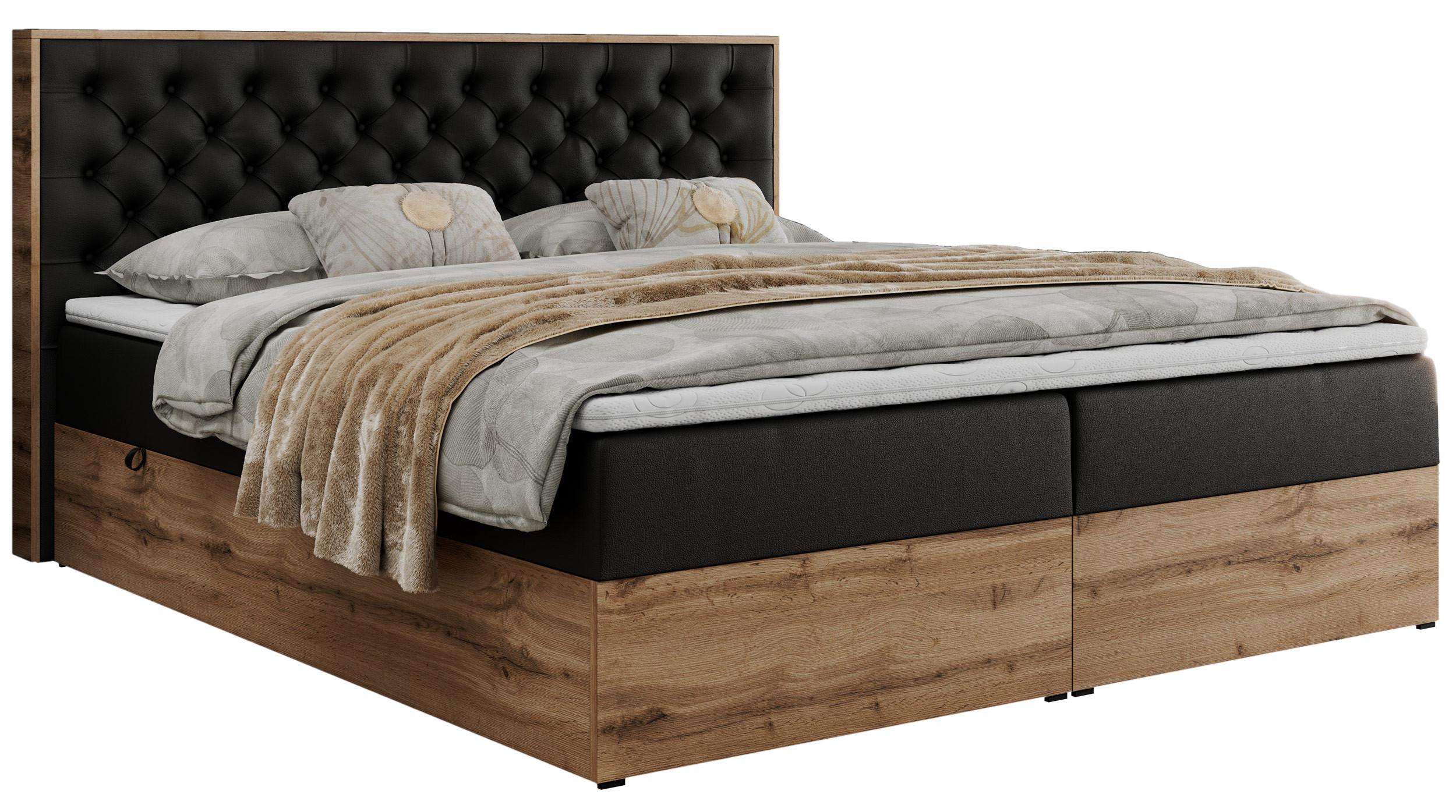 BOXBETT ALBERO 3 - 120/200 Schwarz Kunstleder - H4 - Schwarz, Holz/Textil (120/200cm) - MKS