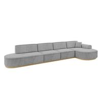 ECKSOFA Ottomane Rechts MARI-L3-v2 - 413x171x83 cm Grau Velours - Grau, Holzwerkstoff/Textil (171/413cm) - ALTDECOR