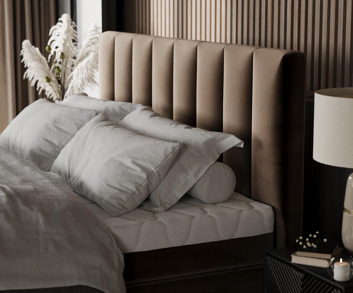 BOXBETT Lume 200/200 cm Braun im Paros Stoff - Schwarz/Braun, Holz/Holzwerkstoff (200/200cm) - AltaBeds