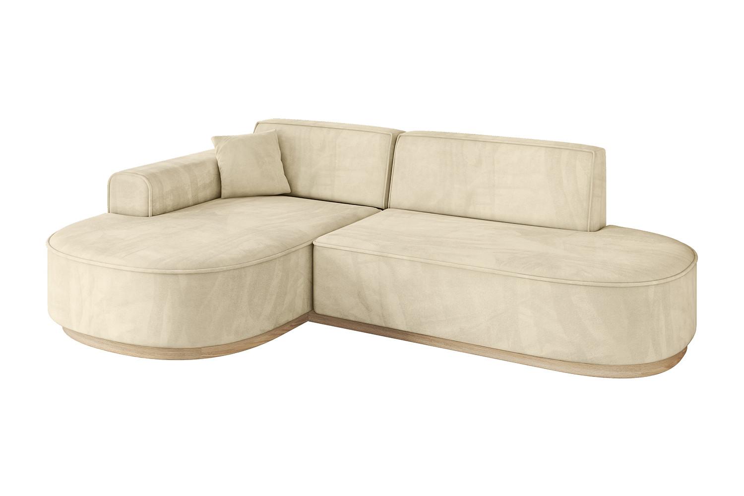 ECKSOFA Ottomane Links MARI-L1-v1 - 243x171x83 cm Beige Velours - Beige, Holzwerkstoff/Textil (243/171cm) - ALTDECOR