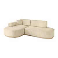 ECKSOFA Ottomane Links MARI-L1-v1 - 243x171x83 cm Beige Velours - Beige, Holzwerkstoff/Textil (243/171cm) - ALTDECOR