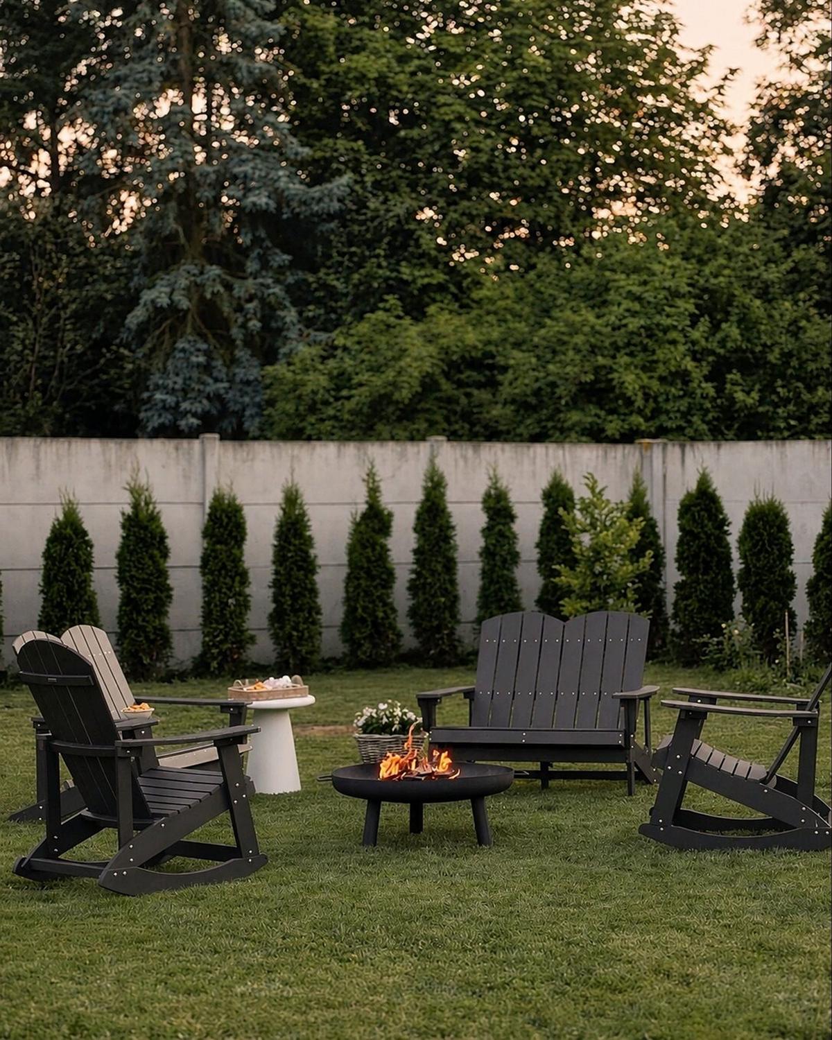 GARTENBANK 125 cm Dunkelgrau Adirondack - Dunkelgrau/Grau, Kunststoff (125/91/73cm) - Beliani