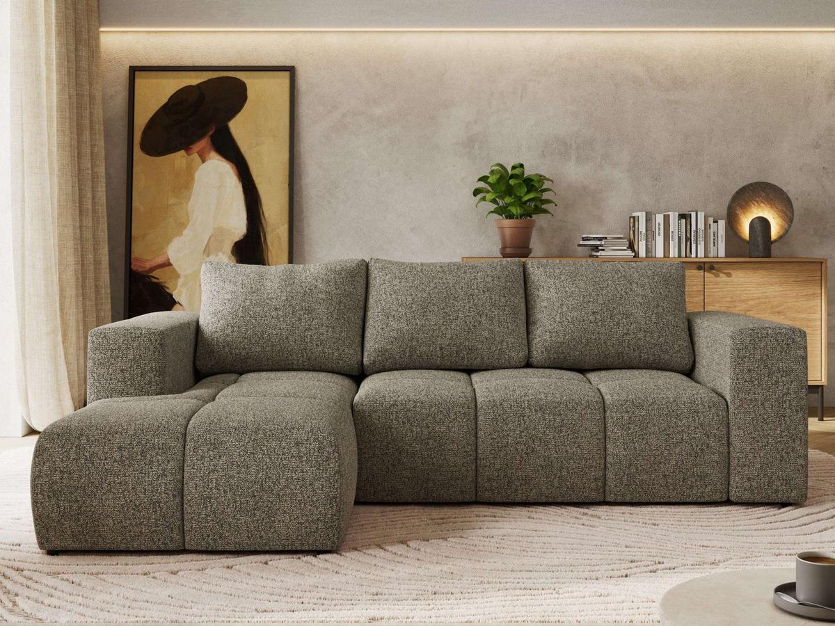 ECKSOFA MONIVA Grau Strukture - Links - Schwarz/Grau, Kunststoff/Textil (164/266cm) - MKS