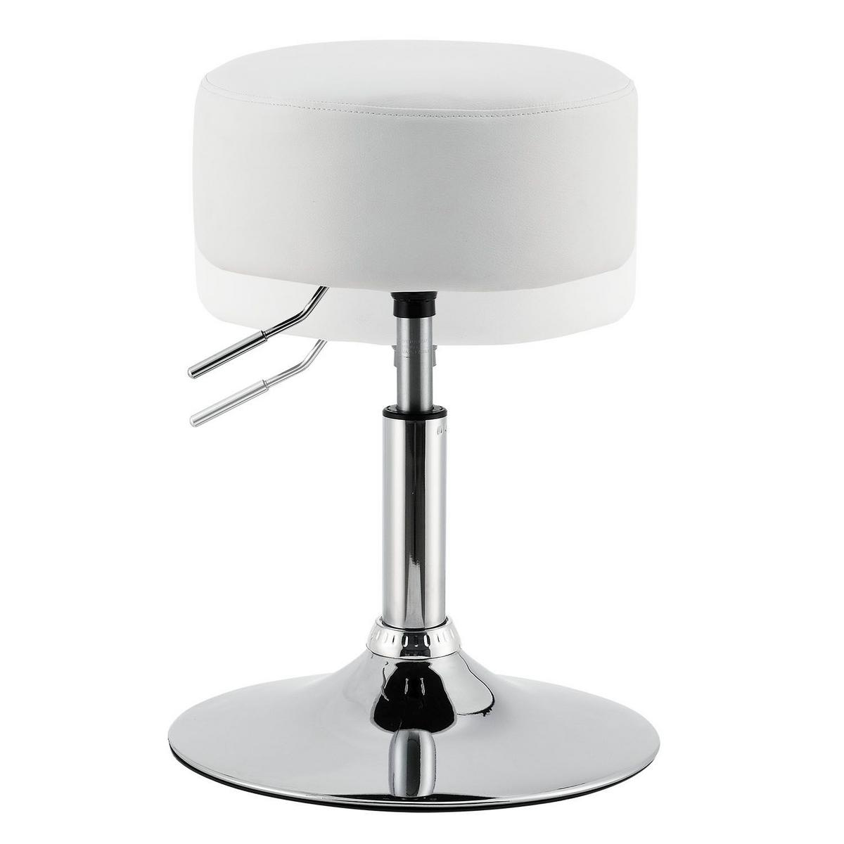 HOCKER Tonia weiß höhenverstellbar ideal für Schminktisch - Weiß, Textil (38.5/64/38.5cm) - Juskys
