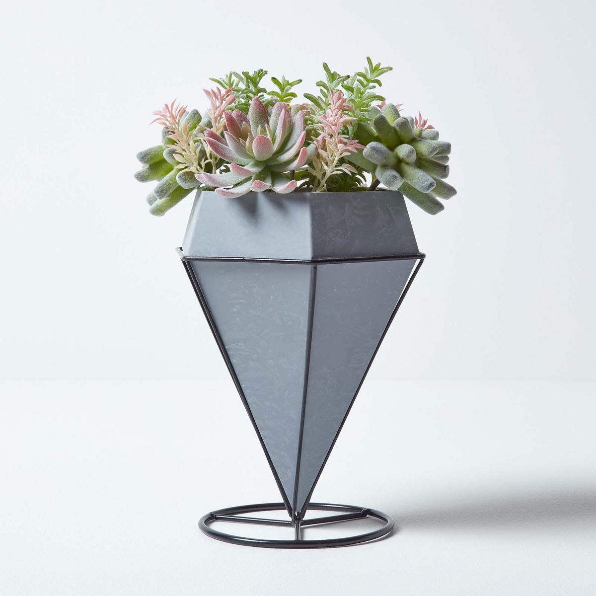 KUNSTPFLANZEN Sukkulenten-Arrangement im Deko-Topf, 31 cm - Grün, Kunststoff (31cm) - Homescapes