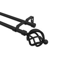 GARDINENSTANGE Olymp Paolo 260 cm (geteilt in 2 x 130 cm), 2-läufig (ohne Ringe), 16 mm Ø Schwarz - Schwarz, Metall (260cm) - INTERDECO