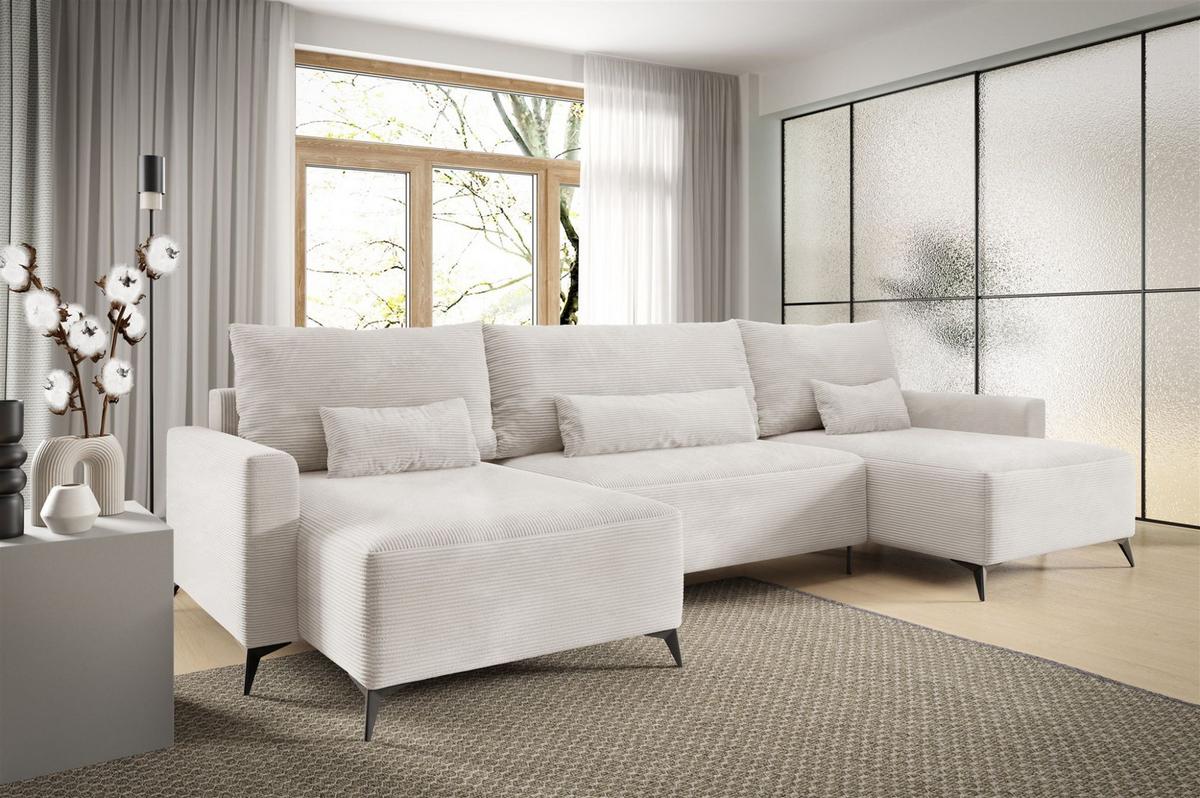 WOHNLANDSCHAFT Silves - Weiß, Holzwerkstoff/Textil (382/81/148cm) - Fun Möbel