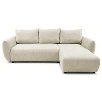 ECKSCHLAFSOFA Zordo HELLBEIGER CHENILLE RECHTS MIT ZWEI BETTKÄSTEN - Ecru/Schwarz, Kunststoff/Textil (170/256cm) - Selsey
