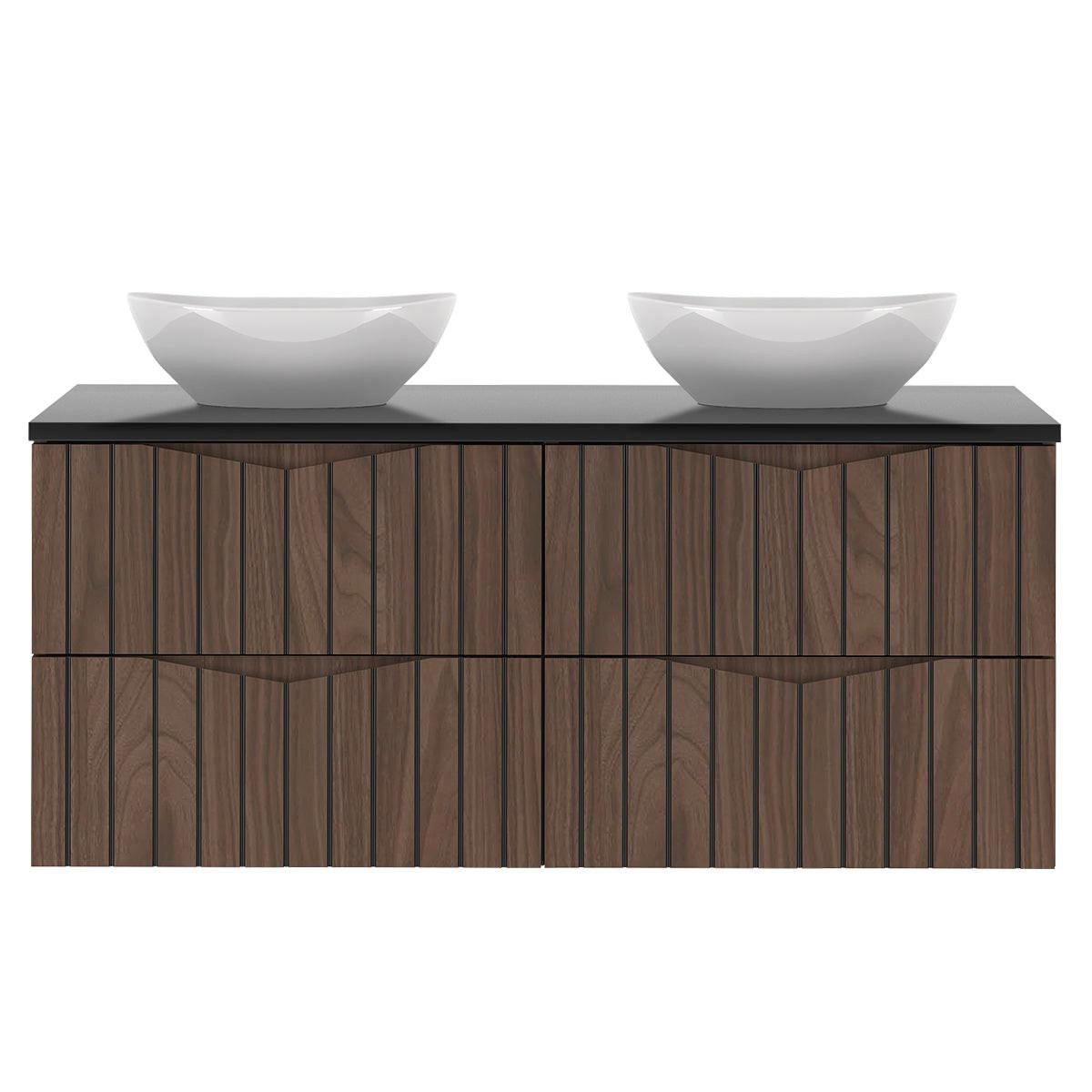 DOPPELWASCHTISCH 120.6cm Siena Holz und Schwarz - Schwarz, Holzwerkstoff (120.6/52.2/46.5cm) - Petits-meubles