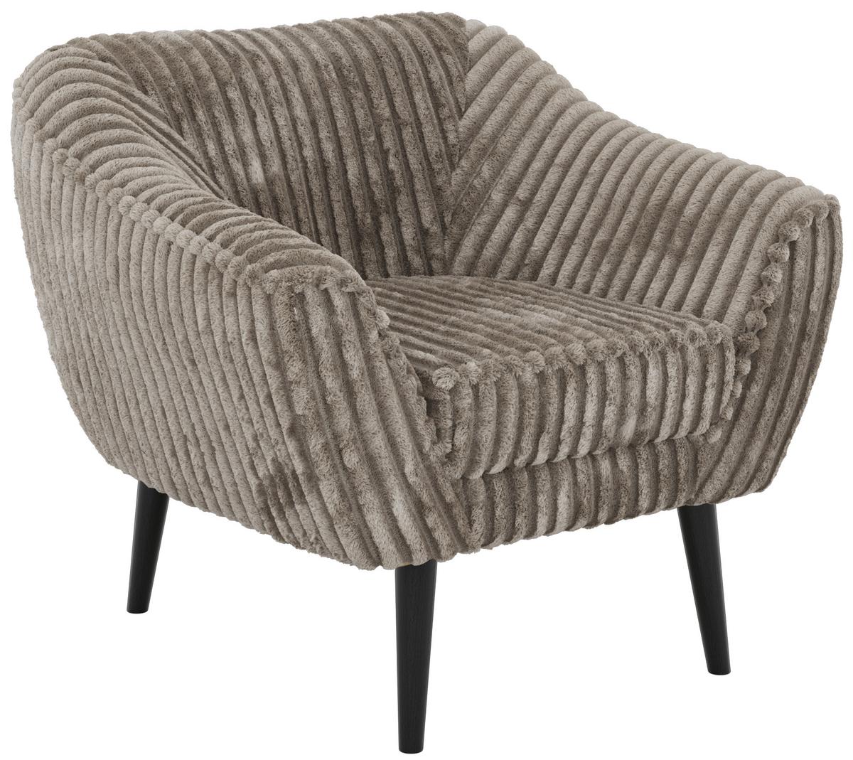 SESSEL PIRS - Hellbraun Cord - Schwarze Beine - Hellbraun/Schwarz, Holzwerkstoff/Textil (80/75/74cm) - MKS