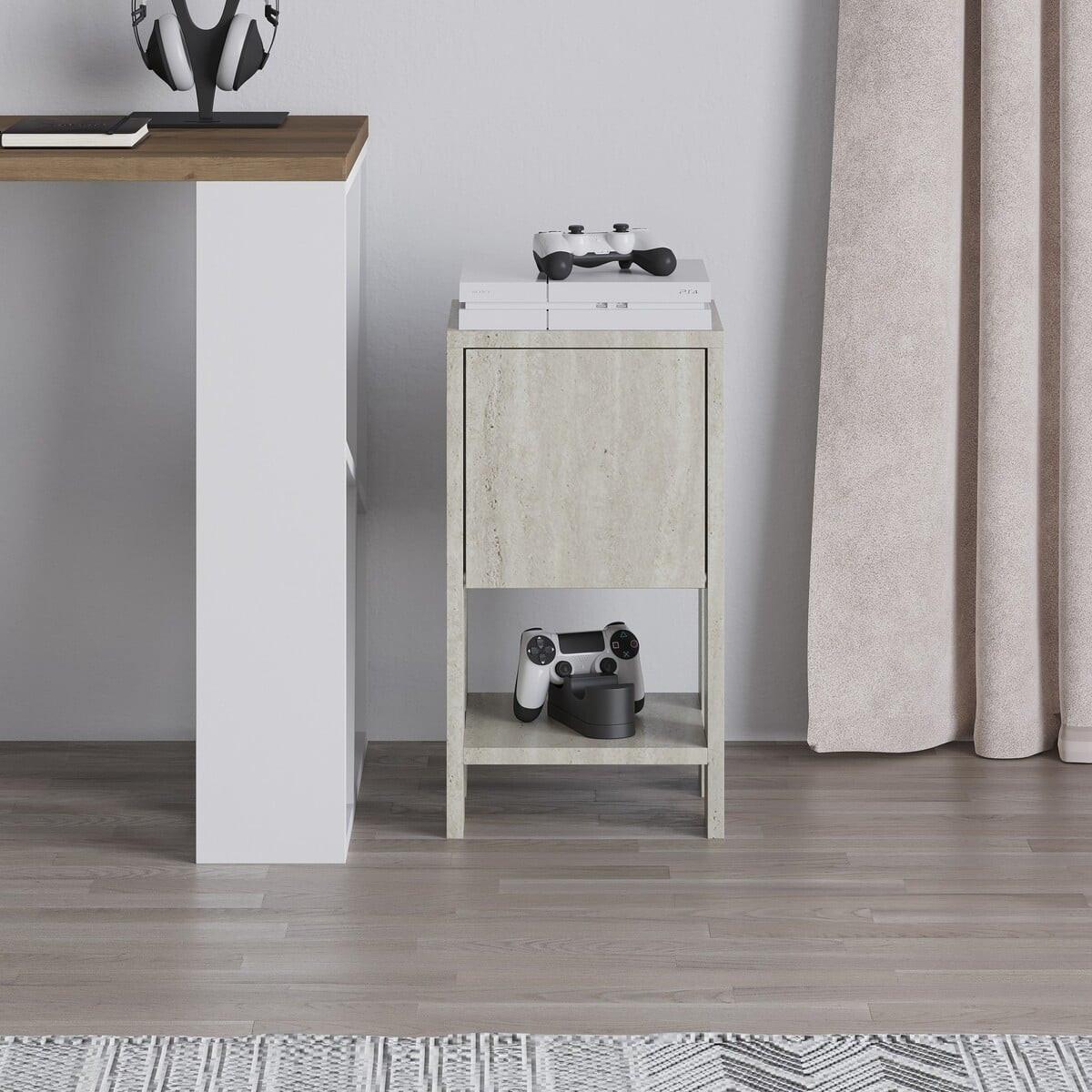 NACHTTISCH 1 Tür aufklappbar Ema 30/30/55 cm - Beige, Holzwerkstoff (30/55/37.5cm) - Calicosy