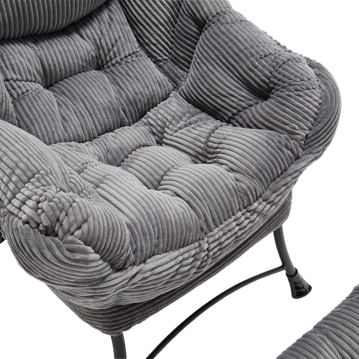 RELAXSESSEL moderner mit Fußhocker & Seitentasche – Gemütlicher Loungesessel in Grau für Wohnzimmer & Schlafzimmer - Grau, Textil (64/95/70cm) - Urban Meuble