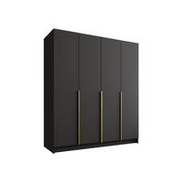 KLEIDERSCHRANK Santi I - Goldfarben/Schwarz, Holzwerkstoff/Metall (200/215/58cm) - MIRJAN24