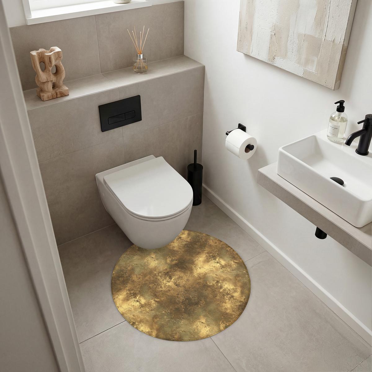 BADEMATTE Antik - Metallic-Look - Gold Badvorleger 70x70 cm - Goldfarben, Textil (70/70cm) - OnlyWow