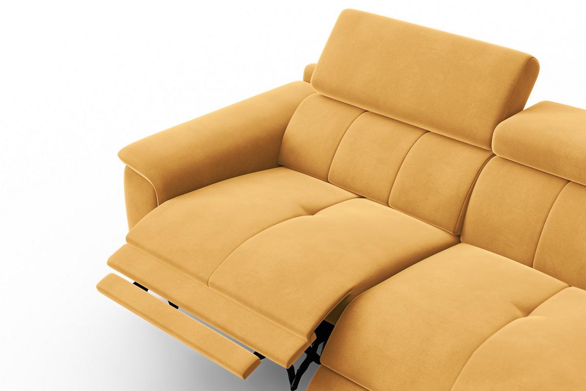 SOFA RELAX FIERO 3-Sitzer, Gelber Veloursstoff - Gelb/Schwarz, Holz/Textil (212/82/103cm) - Courtois Laville