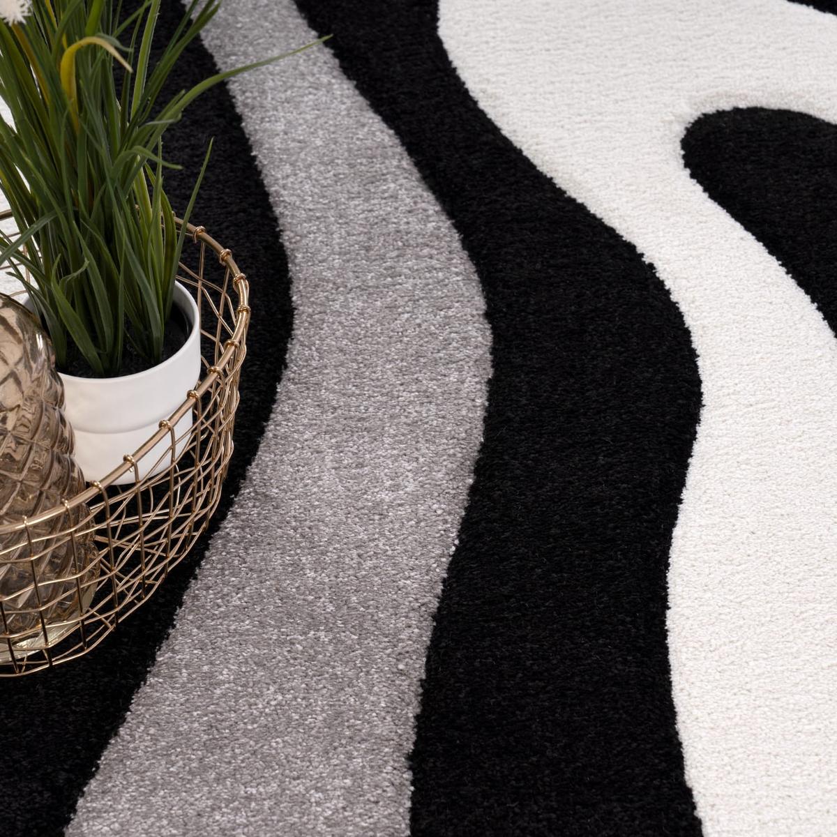 KURZFLORTEPPICH, abstrakt, aus Polypropylen, Schwarz, 60 x 110 cm - Schwarz, Textil (60/110cm) - KADIMA DESIGN