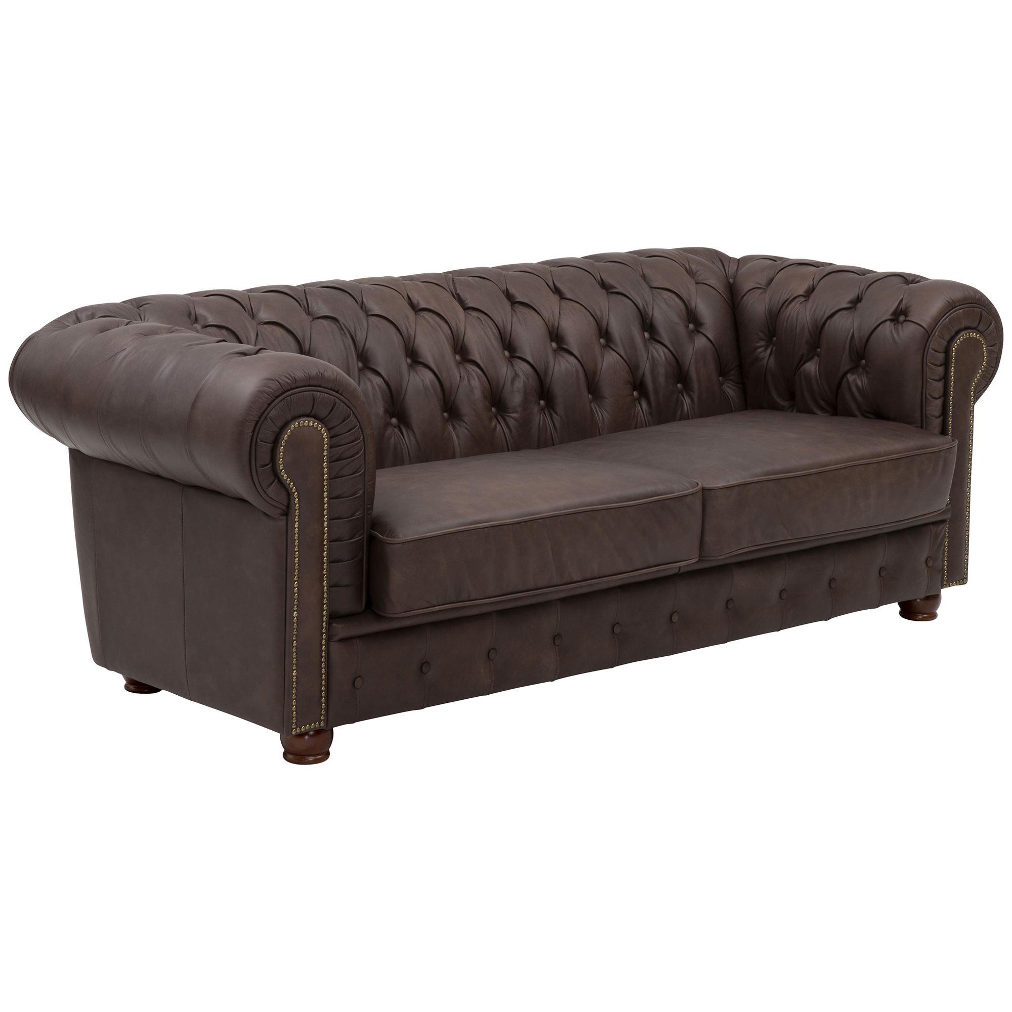SOFA 3-Sitzer Kath Echtleder (Antikoptik) braun - Braun, Leder (200/74/98cm) - 58aufmkessel