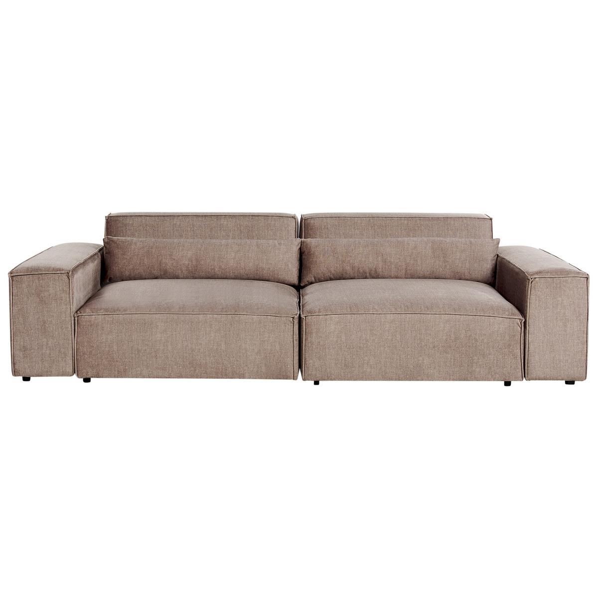 2-SITZER-SOFA hellbraun mit Ottomane Hellnar - Braun, Textil (262/70/126cm) - Beliani