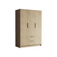 KLEIDERSCHRANK Calwi I - Eichefarben/Schwarz, Holzwerkstoff/Kunststoff (150/216/60cm) - MIRJAN24