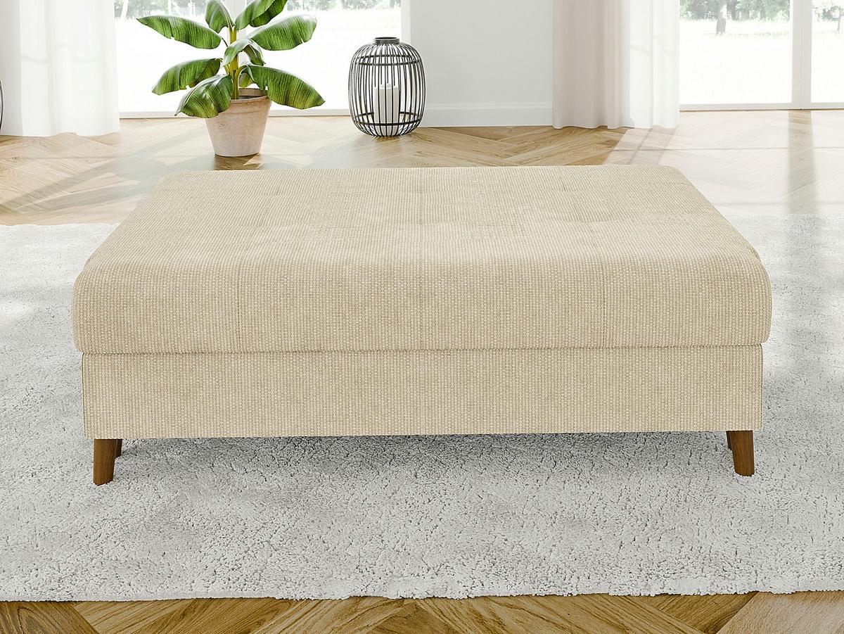 WOHNLANDSCHAFT inkl. Hocker Sigurd Beige Chenille - Beige/Braun, Holz/Textil (310/81/161cm) - S-Style Möbel