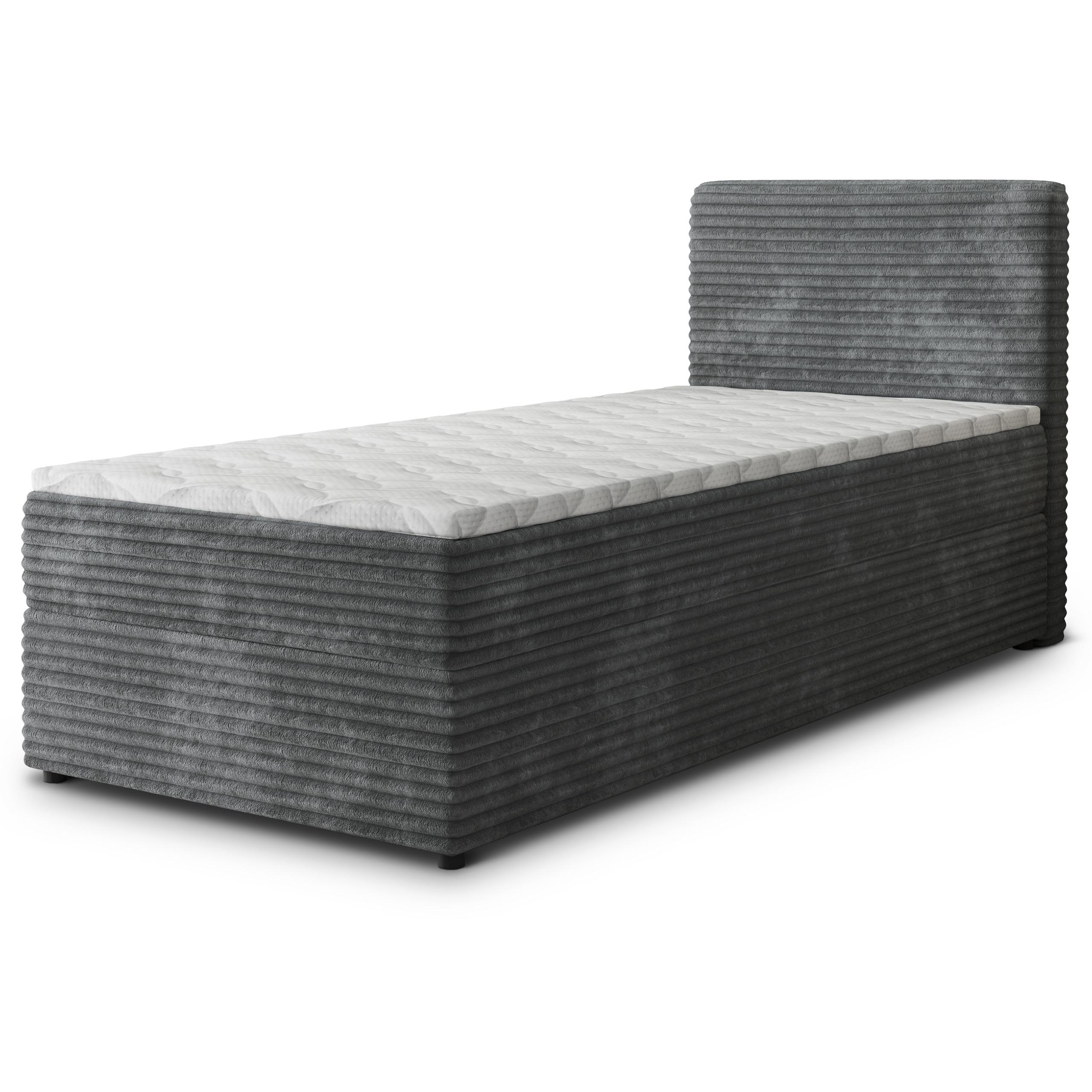 BOXBETT PISA 80 80x200 cm mit Matratze und Topper, H2+H3 - Graphitfarben - Graphitfarben, Holz (80/200cm) - MASSENO
