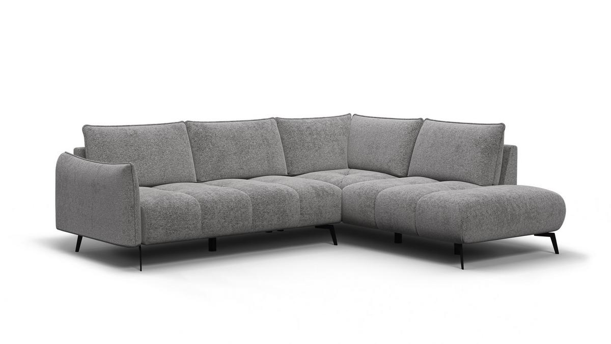 ECKSOFA AERA 5-Sitzer rechts, platingrau - Schwarz/Grau, Holz/Textil (268/206cm) - Wozimo