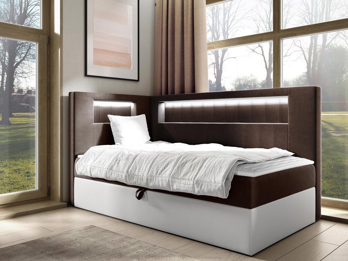 BOXBETT Gold Junior 3, Seite zum Öffnen des Bettkastens: Links - H3 - Weiß/Braun, Holz (100/200cm) - MIRJAN24
