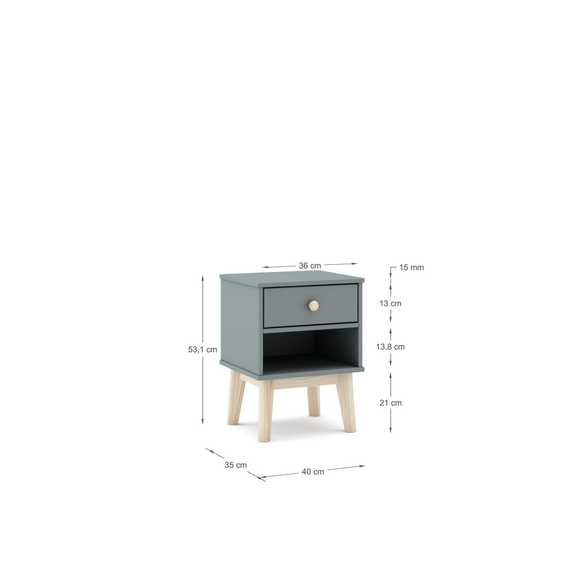 NACHTTISCH Esteban Grün 40/35/53.1 cm - Grün, Holz (35/53.1/40cm) - Calicosy