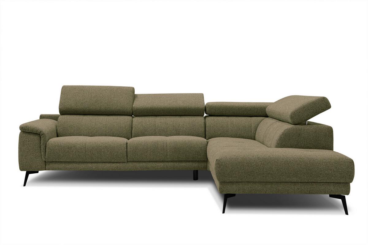 ECKSOFA FIERO 5-Sitzer, olivgrün - Schwarz/Olivgrün, Holzwerkstoff/Textil (290/228cm) - Wozimo