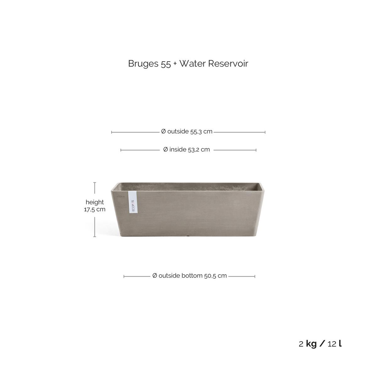 BLUMENTOPF mit Wasserreservoir Bruges 55,3/16,5/17,5 cm Taupe - Taupe, Kunststoff (55.3/17.5cm) - Ecopots