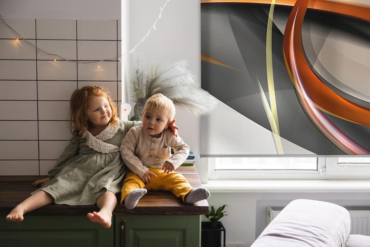 INNENROLLO - Fensterrollo - Rollo - 100x100 cm - Orange Linienmuster - Orange, Kunststoff (100/100/0.5cm) - TULUP