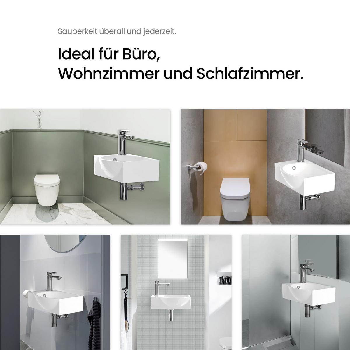WASCHBECKEN Keramik Bauchform Hahnloch rechts Weiß 40,5 / 28 / 14 cm - Weiß, Keramik (40.5/14/28cm) - EMKE