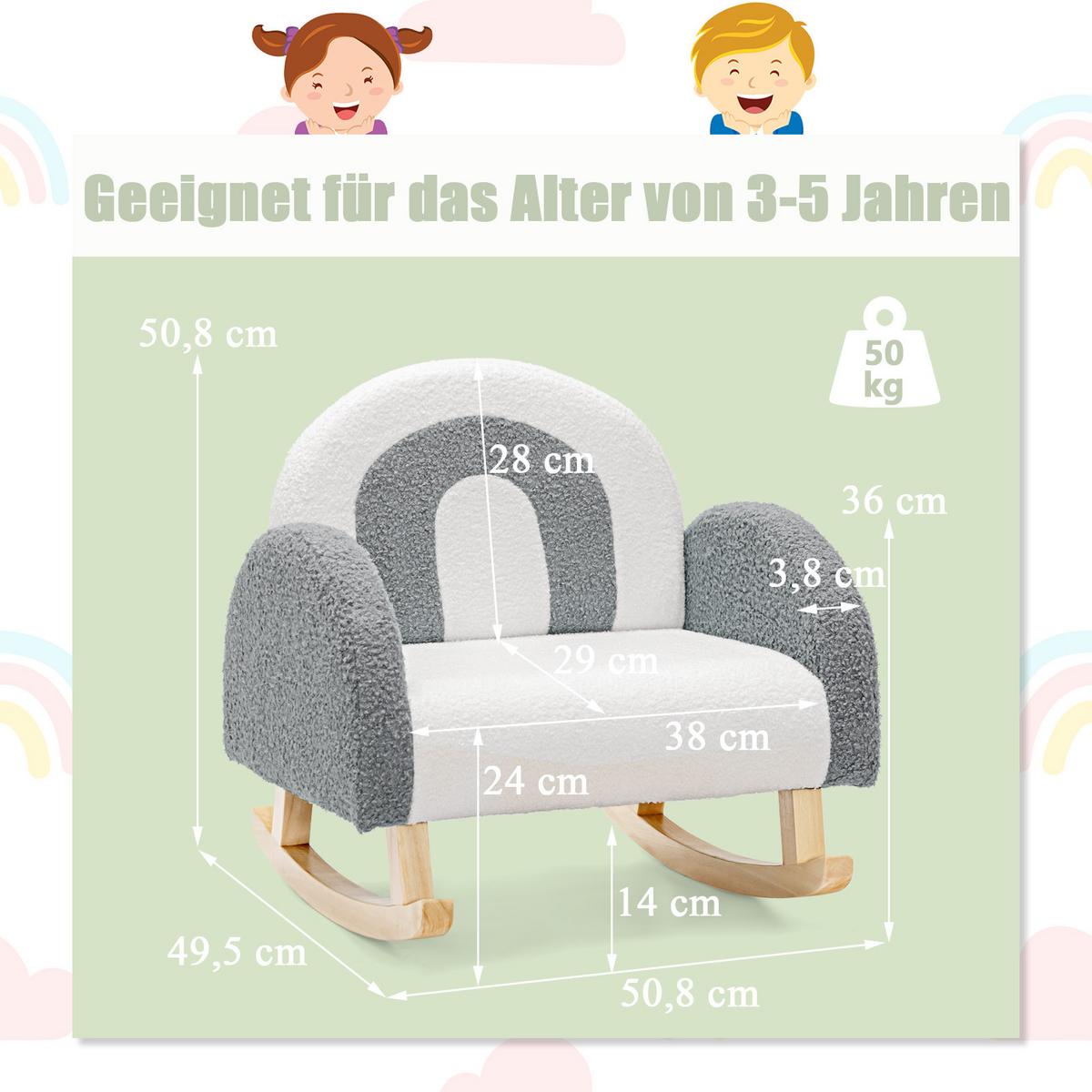 KINDERSOFA 51cm Grau - Grau, Holz (51/51/50cm) - COSTWAY