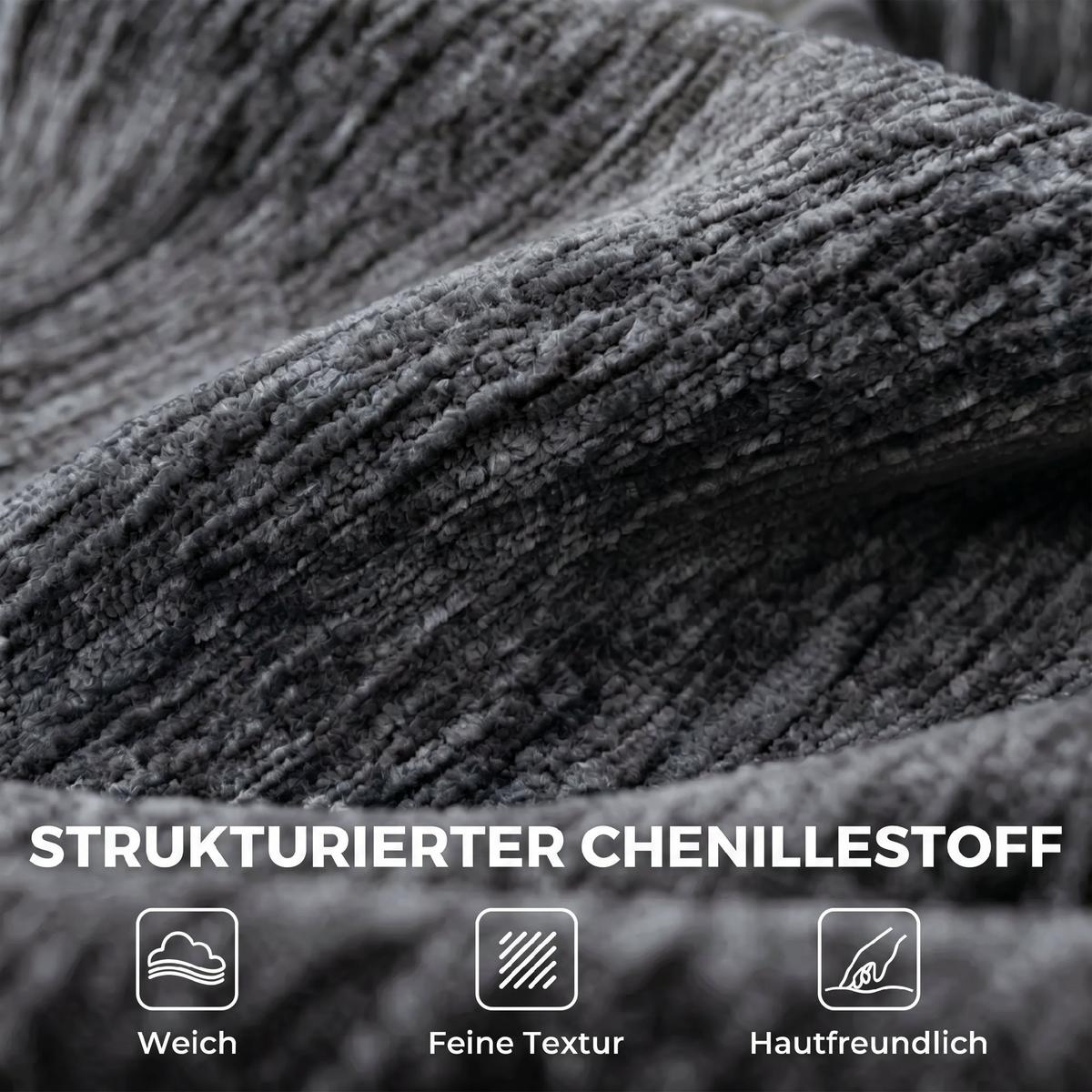 ECKSOFA Polyester Grau - Grau, Textil (158/256cm) - HOMCOM