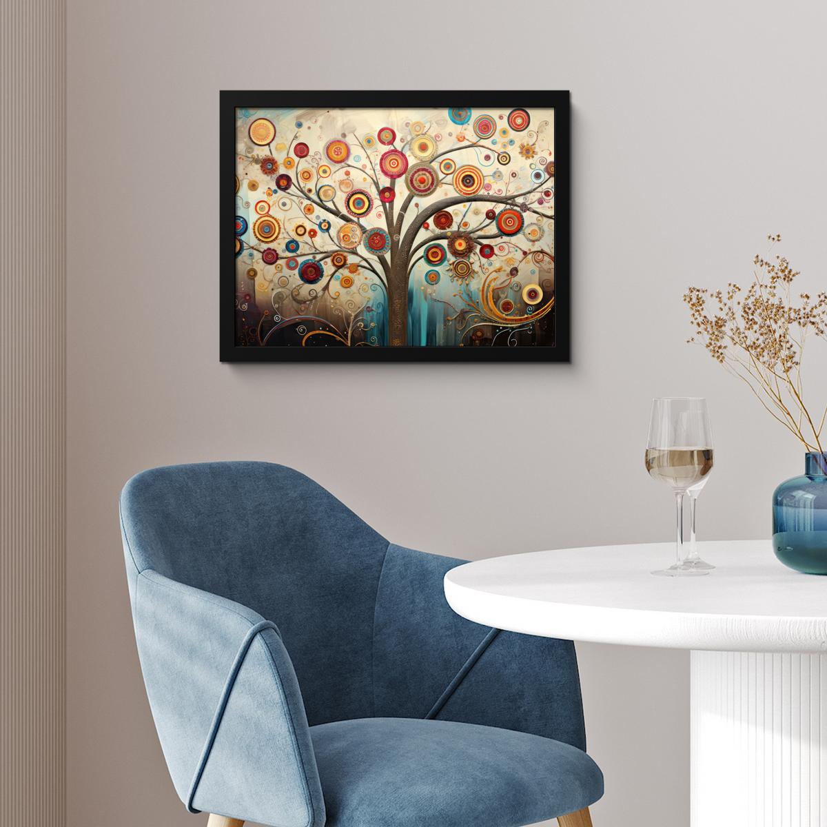 POSTER MIT RAHMENGERAHMTES BILD Baum - Baum des Lebens - Farbe 40x30 cm - Braun, Papier (40/30cm) - MuchoWow