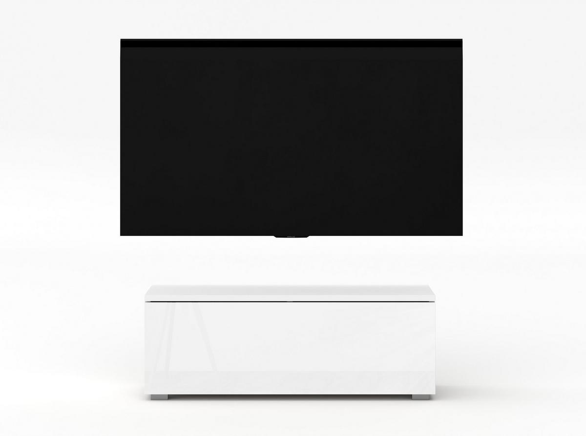 LOWBOARD Loriano 100 Weiß Matt Hochglanz 100/36,5/32 cm – Hängend und Stehend - Weiß, Holzwerkstoff/Kunststoff (100/36.5/32cm) - AX Living