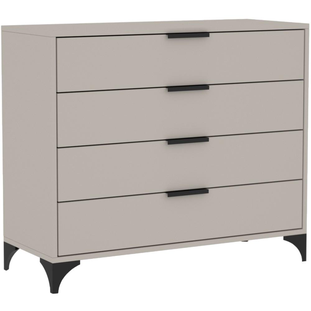 KOMMODE Home mit 4 Schubladen, 80 cm, mit Griffen, Kaschmir - Kaschmir/Schwarz, Holzwerkstoff (80/85/40cm) - Beautysofa