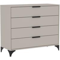 KOMMODE Home mit 4 Schubladen, 80 cm, mit Griffen, Kaschmir - Kaschmir/Schwarz, Holzwerkstoff (80/85/40cm) - Beautysofa