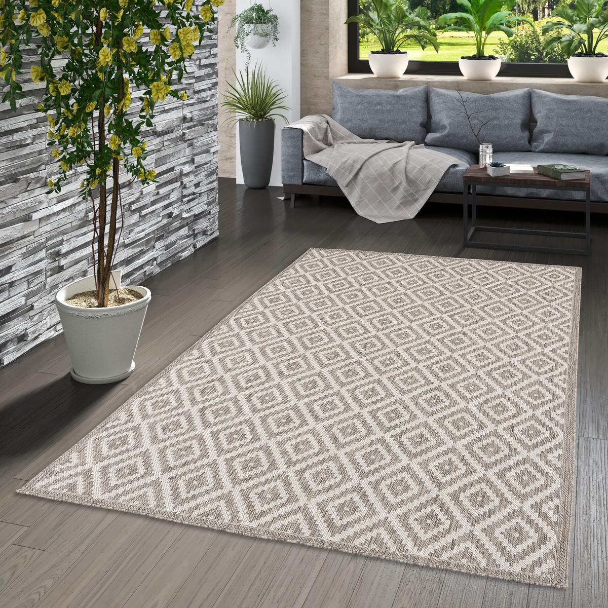 IN & OUTDOOR TEPPICH VALENCIA FLIESENOPTIK - Grau, Textil (80/150cm) - Pergamon
