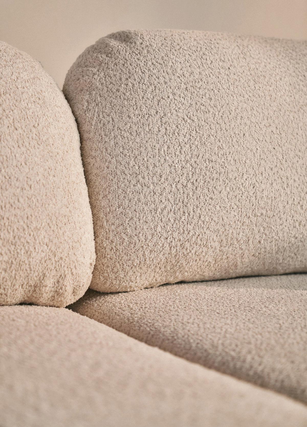 ECKSOFA Tvoya Hellbeige Bouclé - Ecru/Schwarz, Kunststoff/Textil (267/175cm) - Selsey
