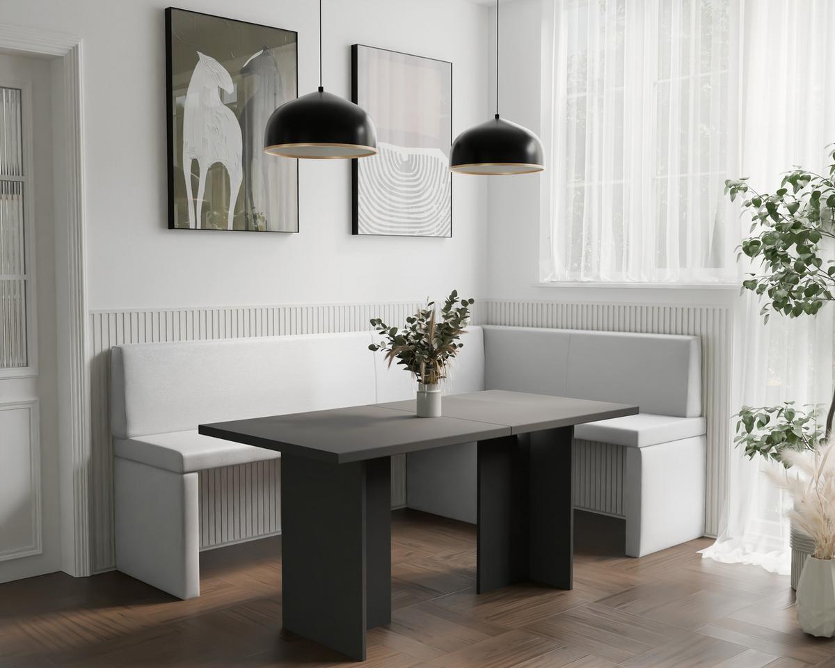 ECKBANK rechts OWEN Kunstleder, 142/196 cm Weiß - Weiß, Holz/Kunststoff (142/196cm) - Idohome