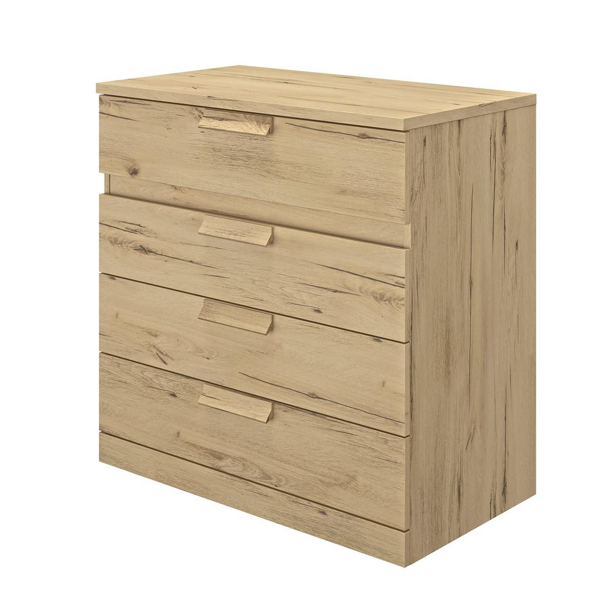 KOMMODE 4 Schubladen Cyrus - Französische Herstellung - 81/45/81 cm - Nussbaumfarben, Holzwerkstoff (45/81/45cm) - Calicosy
