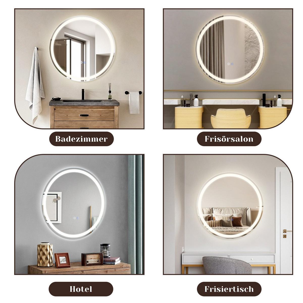BADEZIMMERSPIEGEL Mainz mit LED-Leuchte Ø60 cm - Weiß, Glas (60/2.5/60cm) - Nettlife