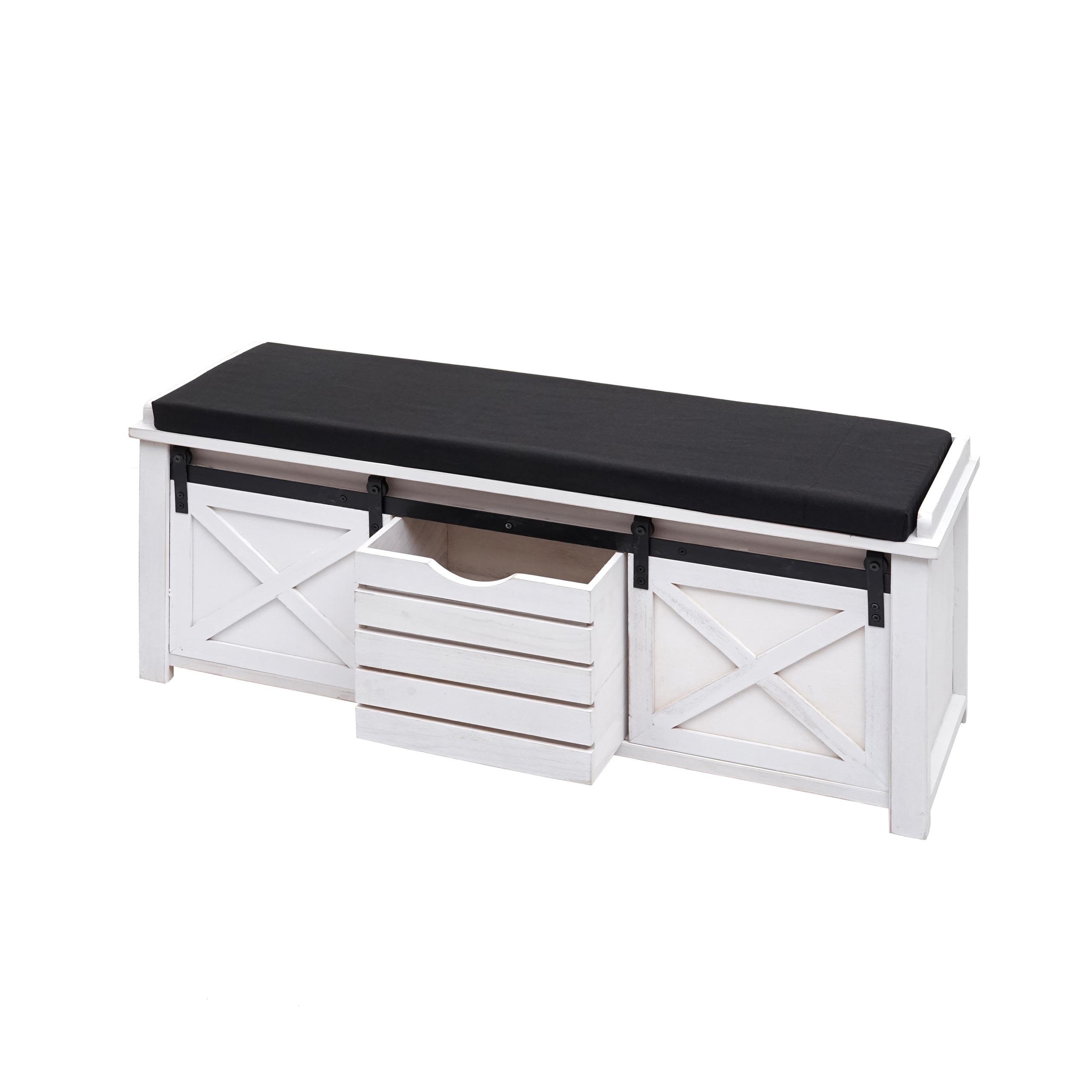 SITZBANK MIT STAUFÄCHERN Schwarz - Schwarz, Holz (102/43/33cm) - MCW