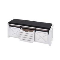 SITZBANK MIT STAUFÄCHERN Schwarz - Schwarz, Holz (102/43/33cm) - MCW