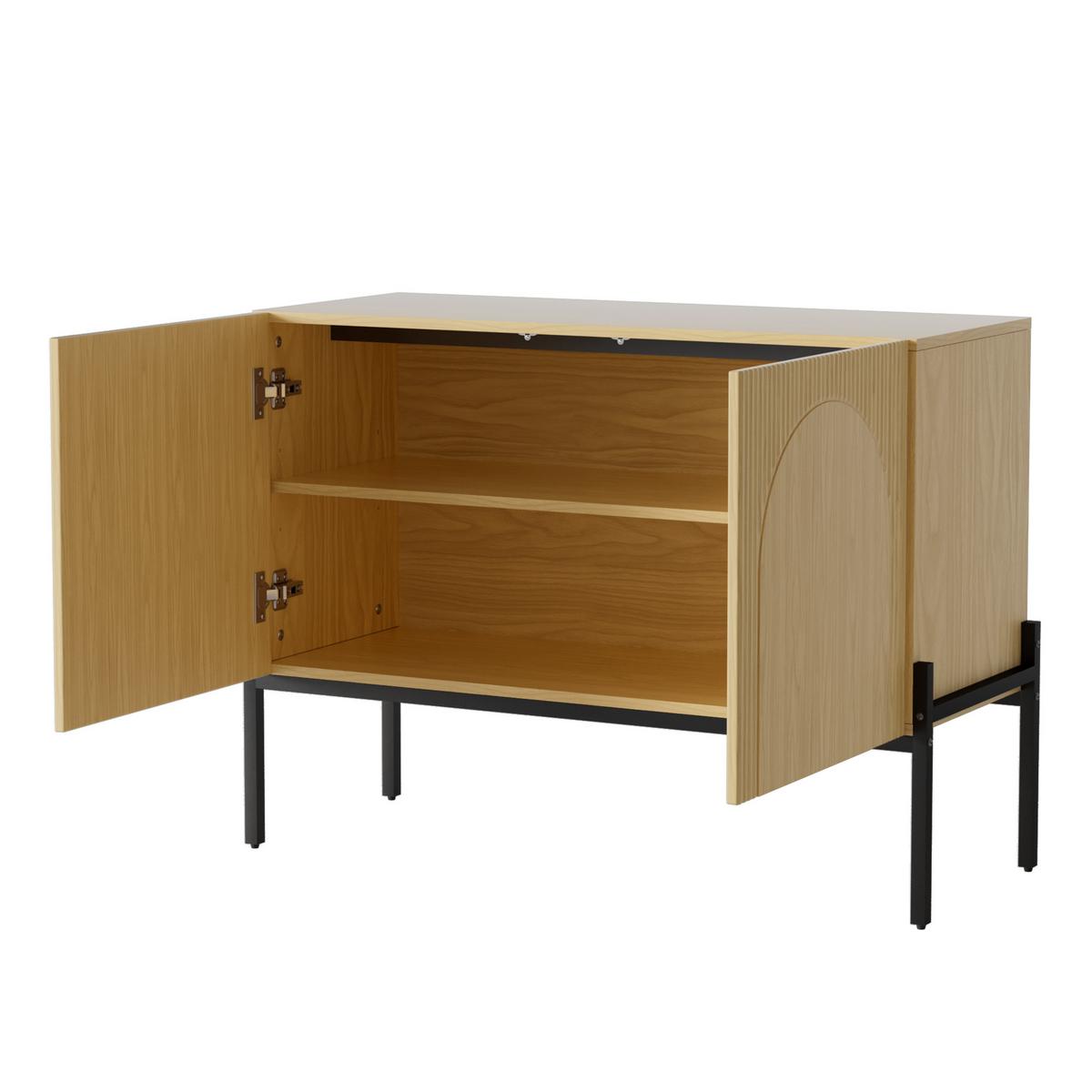 SIDEBOARD 100cm mit Bogendesign, 2 Türen, Metallbeine - Naturfarben, Holzwerkstoff (100/75/40cm) - Urban Meuble